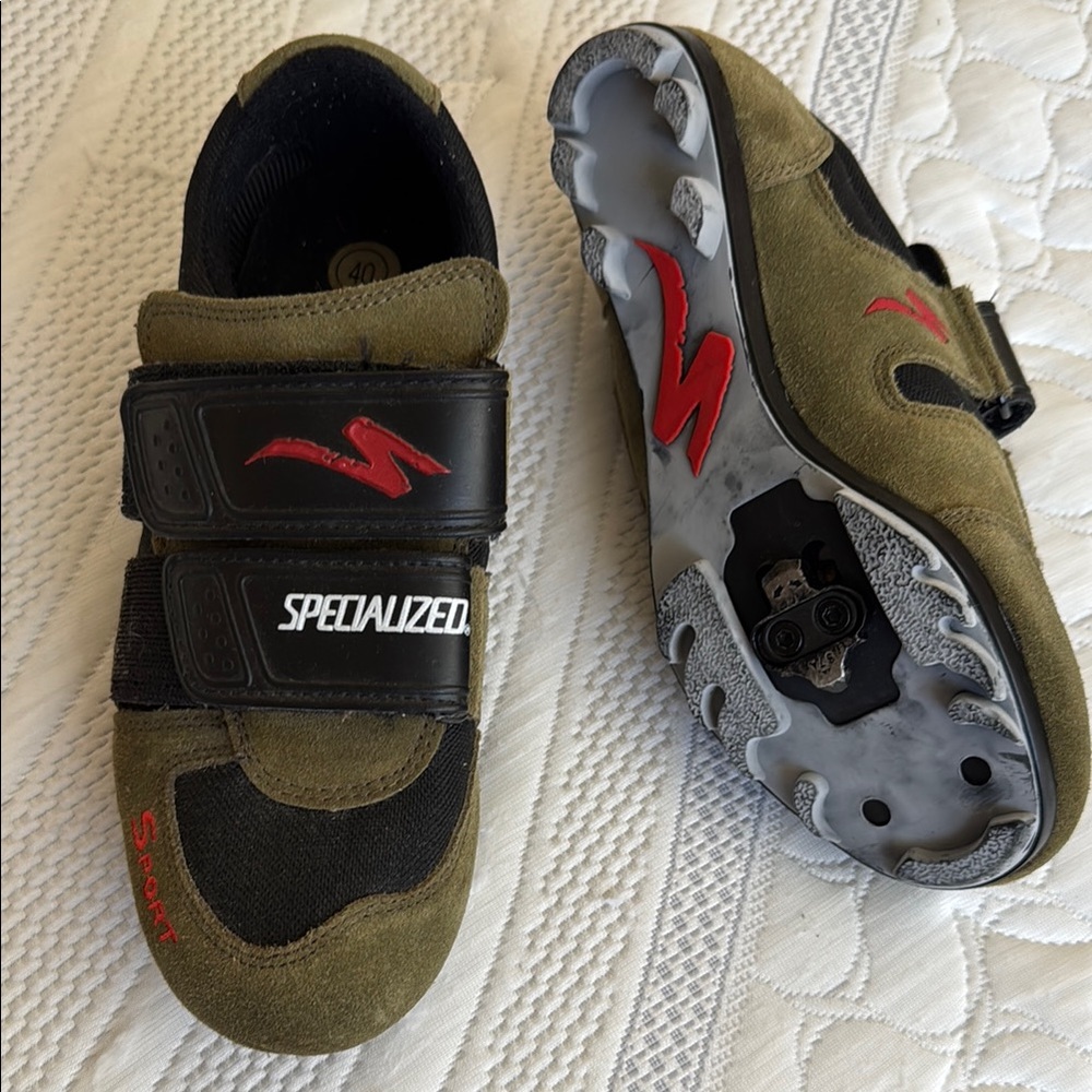Specialized Black and Green Sneakers with Velcro Straps